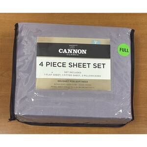 Cannon Sheet Set 4 Piece Full Size 2 Pillowcases 100% Polyester Purple Lavender